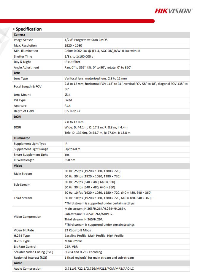 HIKVISION DS-2CD2626G2-IZSU/SL(D) 2MP AcuSense Strobe Light & Audible Warning Varifocal Bullet Network Camera