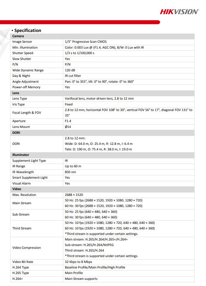 HIKVISION DS-2CD2646G2-IZSU/SL(C) 4MP AcuSense Strobe Light & Audible Warning Motorized Varifocal Bullet Network Camera