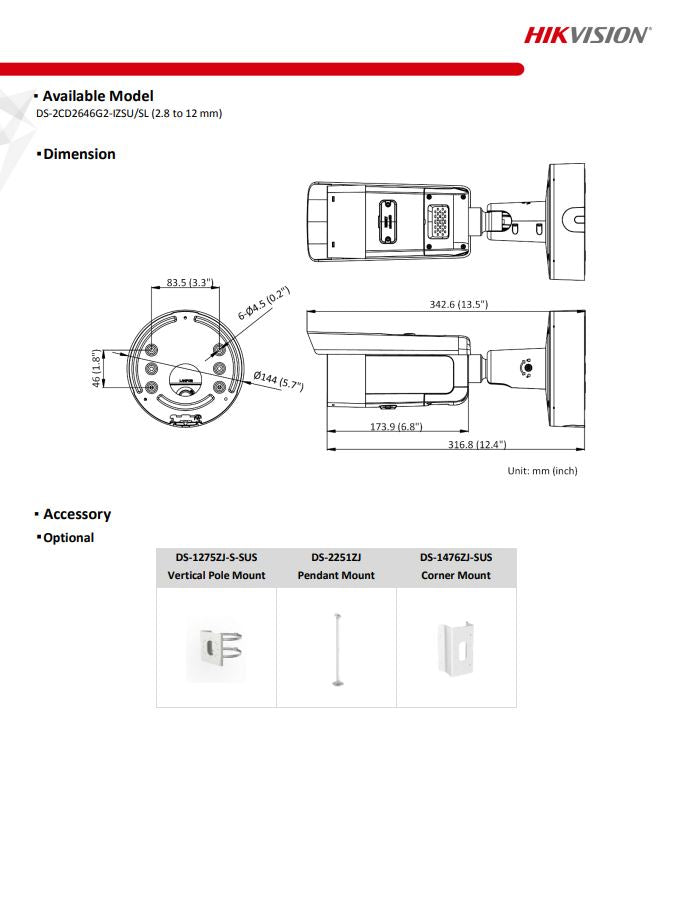 HIKVISION DS-2CD2646G2-IZSU/SL(C) 4MP AcuSense Strobe Light & Audible Warning Motorized Varifocal Bullet Network Camera