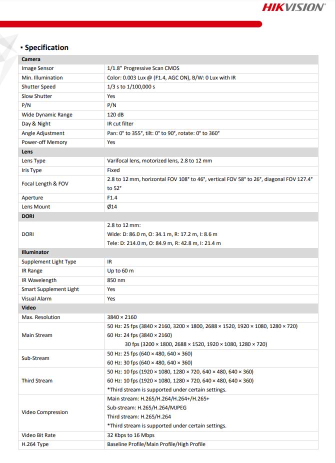 HIKVISION DS-2CD2686G2-IZSU/SL(C) 4K AcuSense Strobe Light & Audible Warning Varifocal Bullet Network Camera