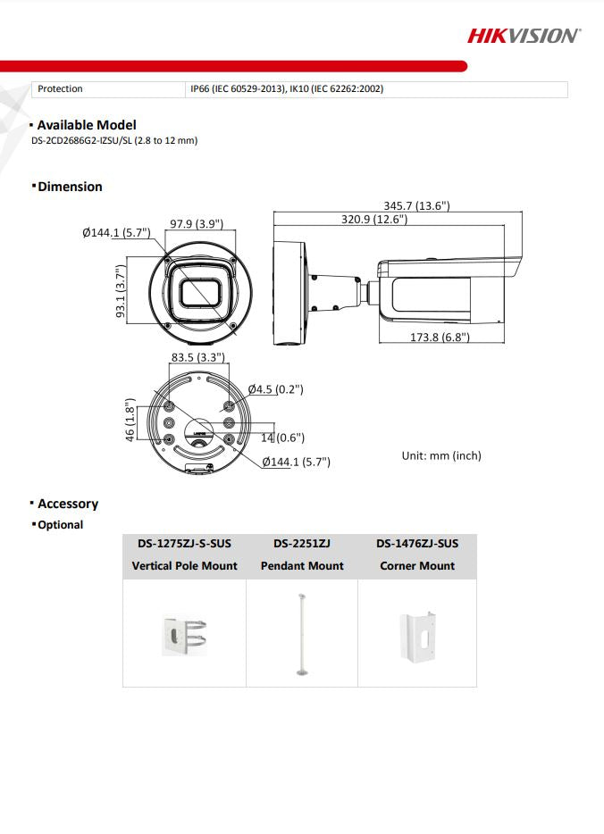 HIKVISION DS-2CD2686G2-IZSU/SL(C) 4K AcuSense Strobe Light & Audible Warning Varifocal Bullet Network Camera