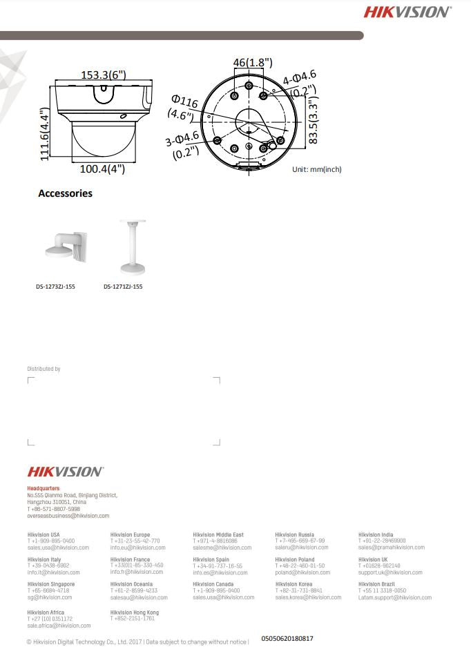 HIKVISION DS-2CD2721G0-I 2MP WDR Varifocal Vandal Dome Network Camera