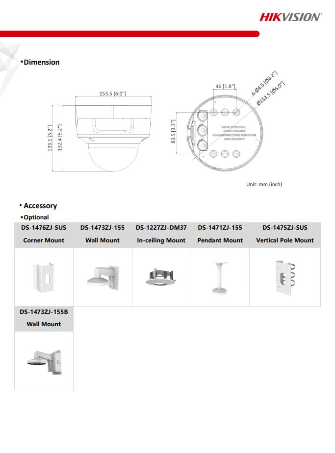 HIKVISION DS-2CD2786G2-IZS(C) 4K AcuSense Varifocal Dome Network Camera