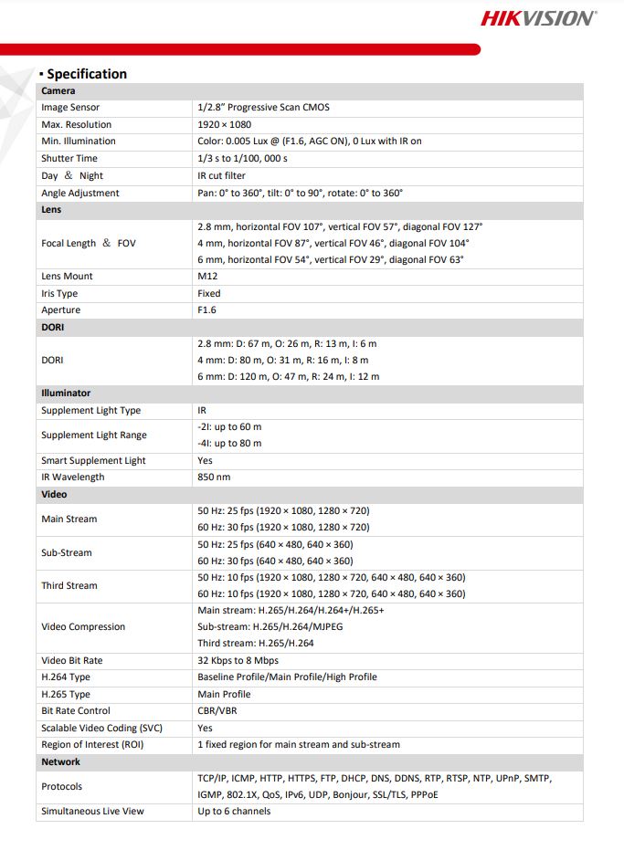 HIKVISION DS-2CD2T23G2-4I(D) 2MP AcuSense Fixed Bullet Network Camera