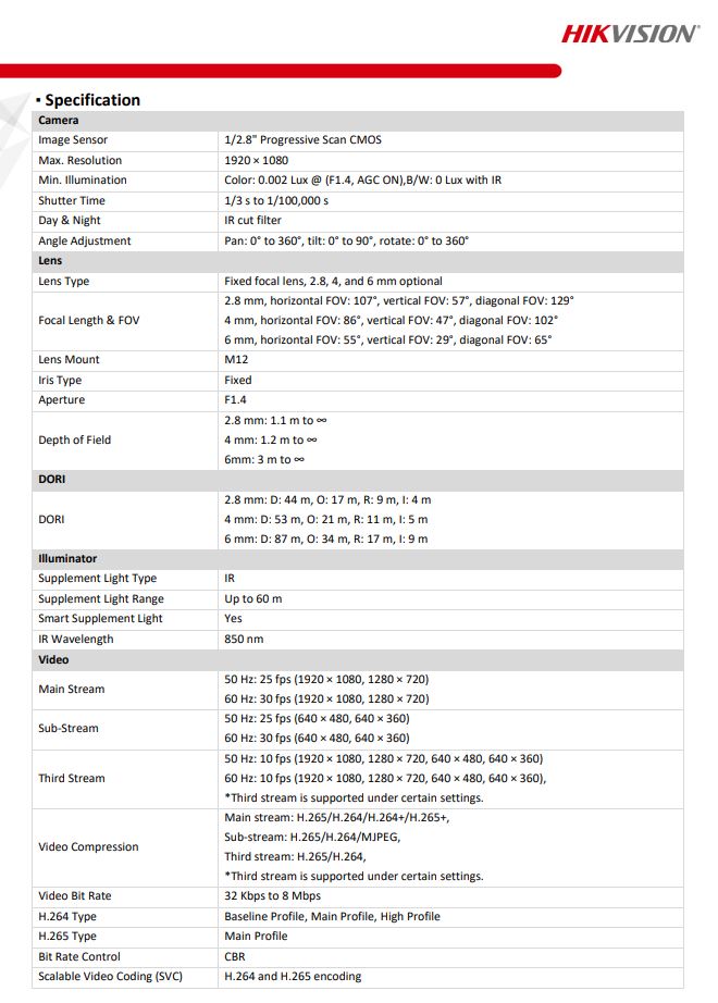 HIKVISION DS-2CD2T26G2-ISU/SL(D) 2MP AcuSense Strobe Light & Audible Warning Fixed Bullet Network Camera