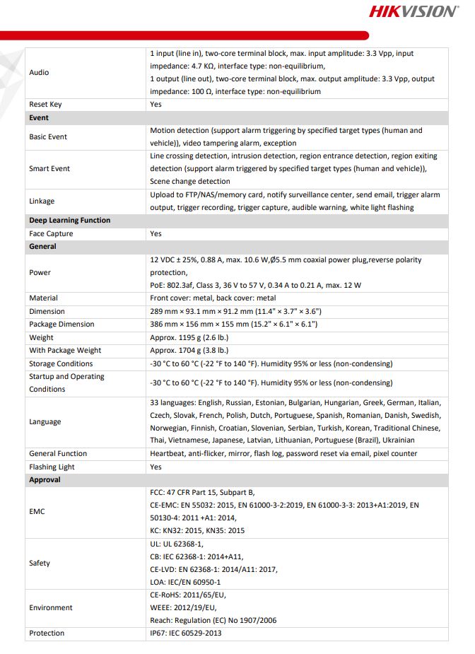 HIKVISION DS-2CD2T26G2-ISU/SL(D) 2MP AcuSense Strobe Light & Audible Warning Fixed Bullet Network Camera