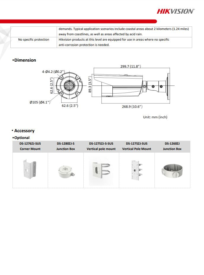 HIKVISION DS-2CD2T43G2-2I 4MP AcuSense Fixed Bullet Network Camera