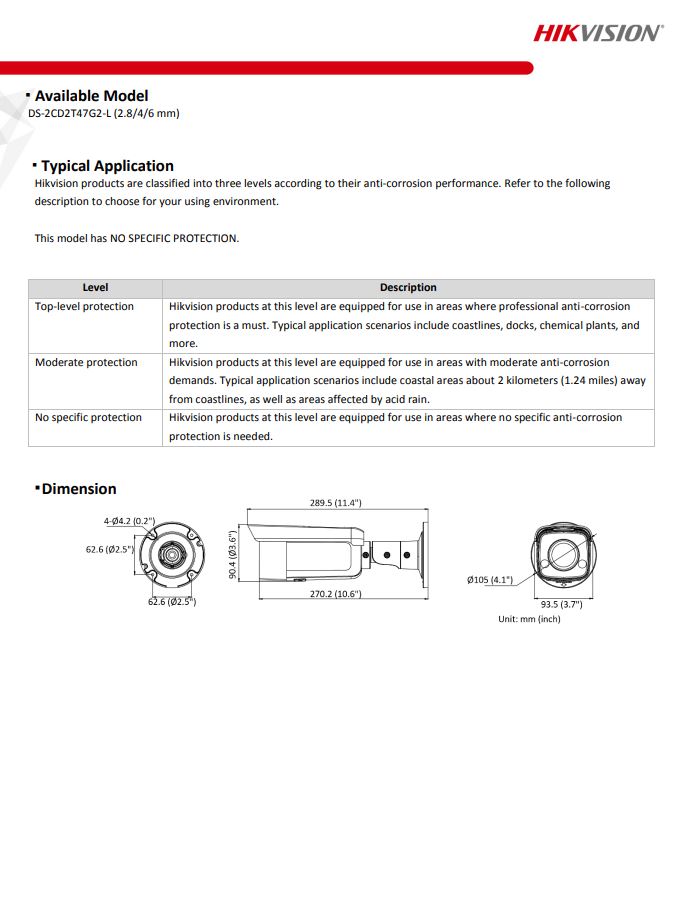 HIKVISION  DS-2CD2T47G2-L(C) 4MP ColorVu Fixed Bullet Network Camera