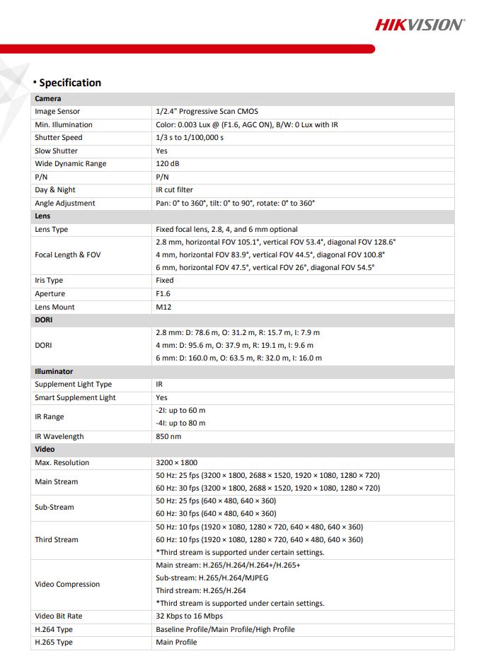 HIKVISION DS-2CD2T66G2-2I(C) 6MP AcuSense Fixed Bullet Network Camera