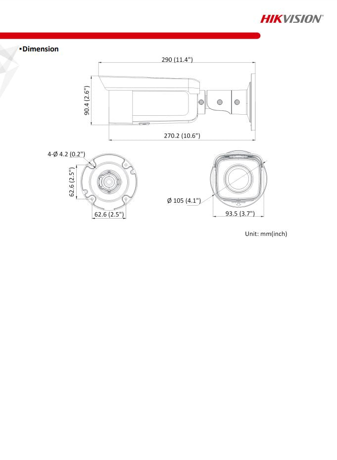 HIKVISION DS-2CD2T66G2-2I(C) 6MP AcuSense Fixed Bullet Network Camera