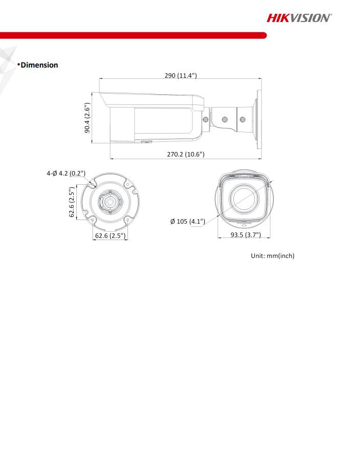 HIKVISION DS-2CD2T86G2-2I(C) 4K AcuSense Fixed Bullet Network Camera