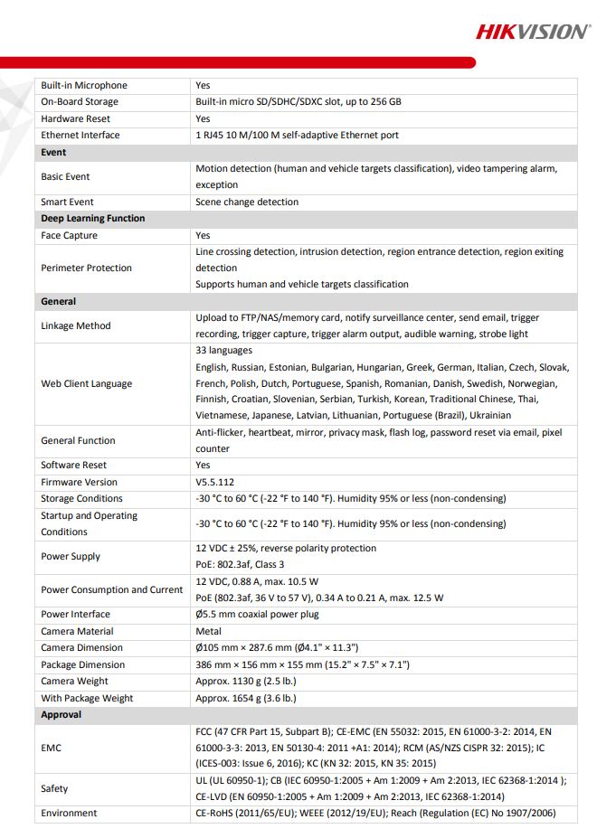 HIKVISION DS-2CD2T86G2-ISU/SL(C) 4K AcuSense Strobe Light & Audible Warning Fixed Bullet Network Camera