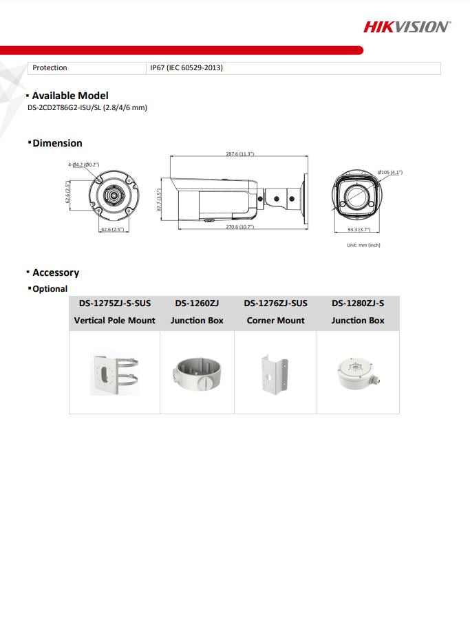 HIKVISION DS-2CD2T86G2-ISU/SL(C) 4K AcuSense Strobe Light & Audible Warning Fixed Bullet Network Camera