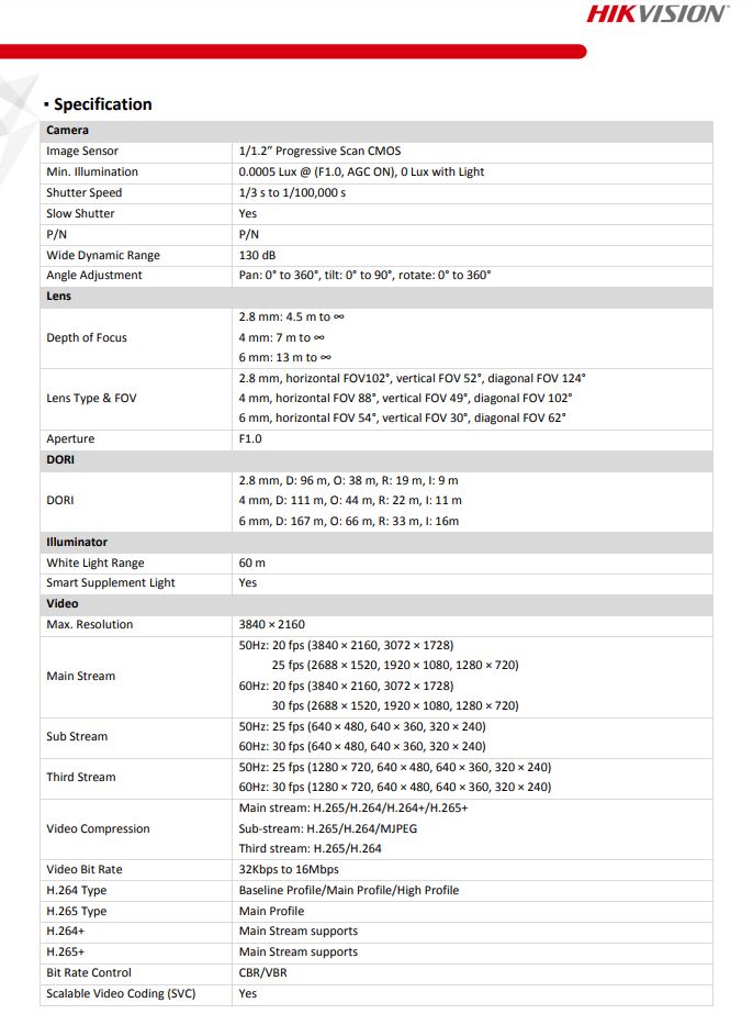 HIKVISION DS-2CD2T87G2-L 8MP ColorVu Fixed Bullet Network Camera