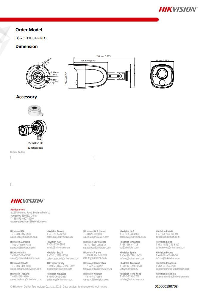 DS-2CE11H0T-PIRLO 5MP PIR Fixed Mini Bullet Camera