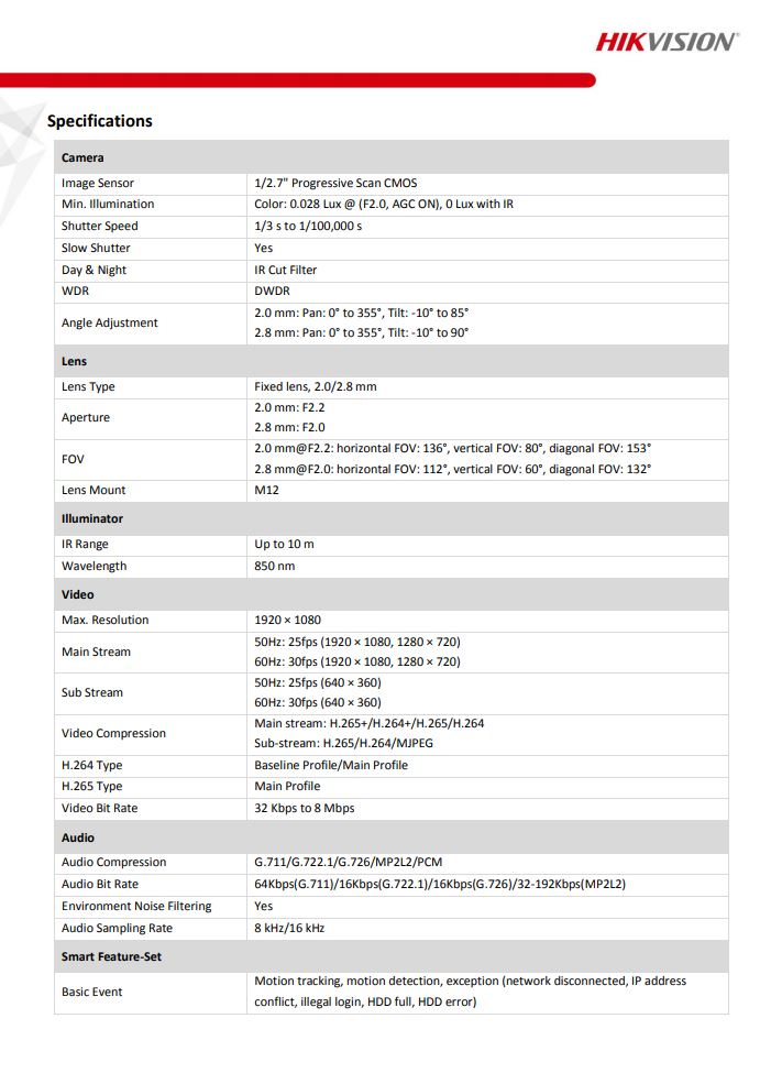 HIKVISION DS-2CV2Q21FD-IW 2MP Indoor Audio Fixed Wi-Fi PT Network Camera