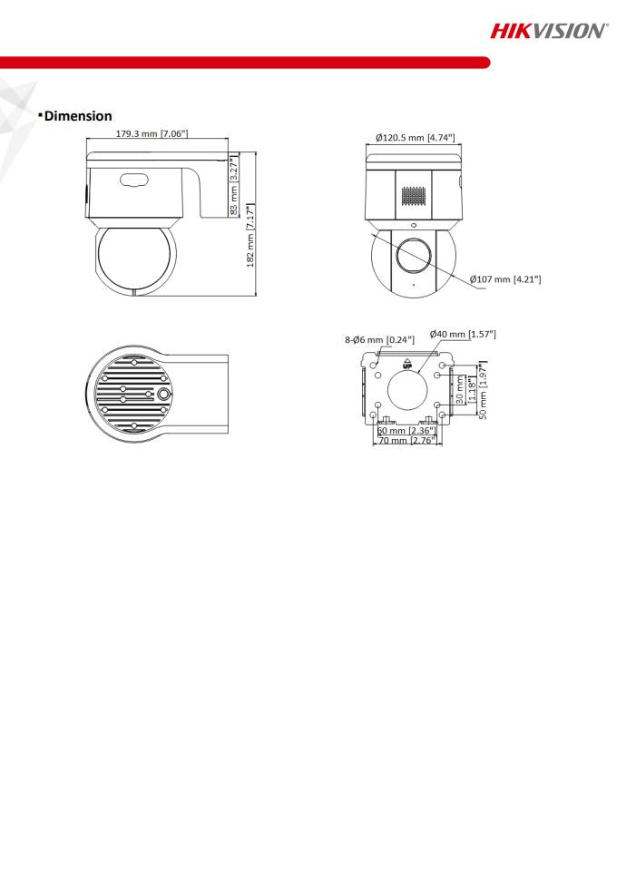 HIKVISION DS-2DE3A404IW-DE(S6) 3" 4MP 4X Powered by DarkFighter IR Network Speed Dome