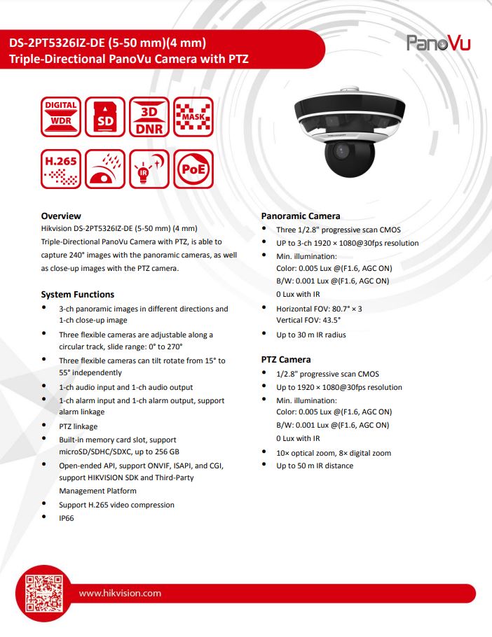 HIKVISION DS-2PT5326IZ-DE(5-50mm)(4mm) PT5 Mini PanoVu Camera