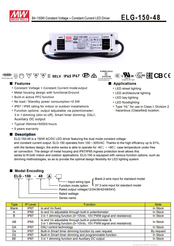 ELG-150-48A Industrial Power Supply Unit