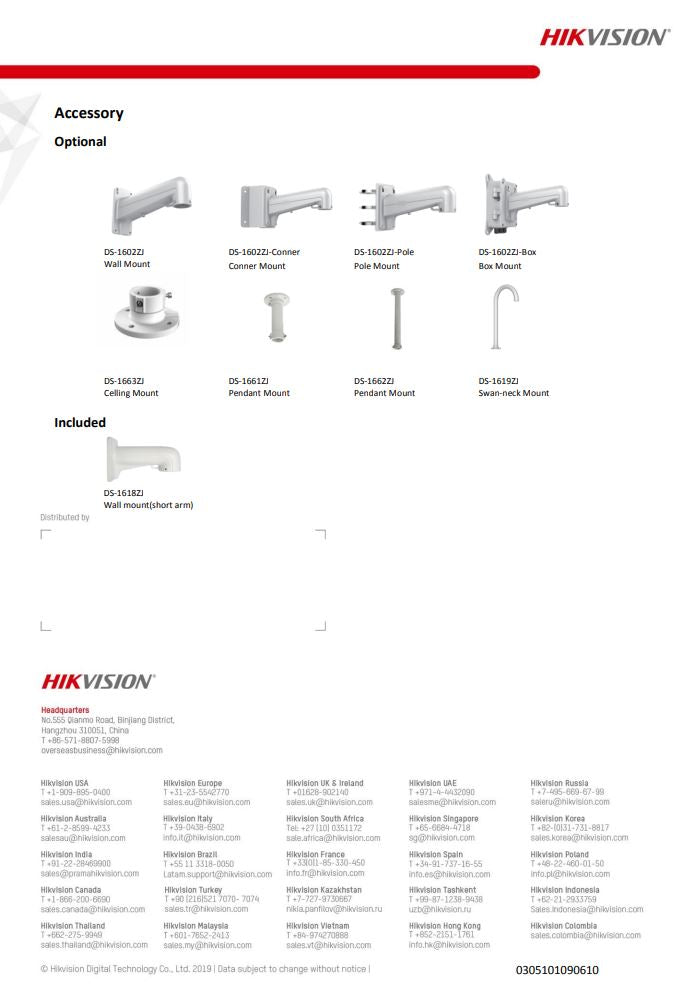 HIKVISION  DS-2AE4215TI-D(E) with brackets 4" 2MP 15X Powered by DarkFighter IR Analog Speed Dome