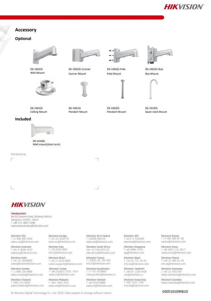 HIKVISION DS-2AE4225TI-D(E) with brackets 4" 2MP 25X Powered by DarkFighter IR Analog Speed Dome