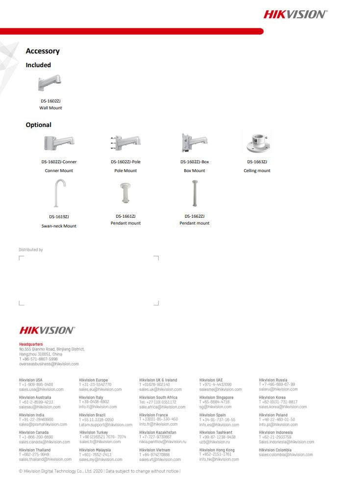 HIKVISION DS-2AE5225TI-A(E) with brackets 5" 2MP 25X Powered by DarkFighter IR Analog Speed Dome