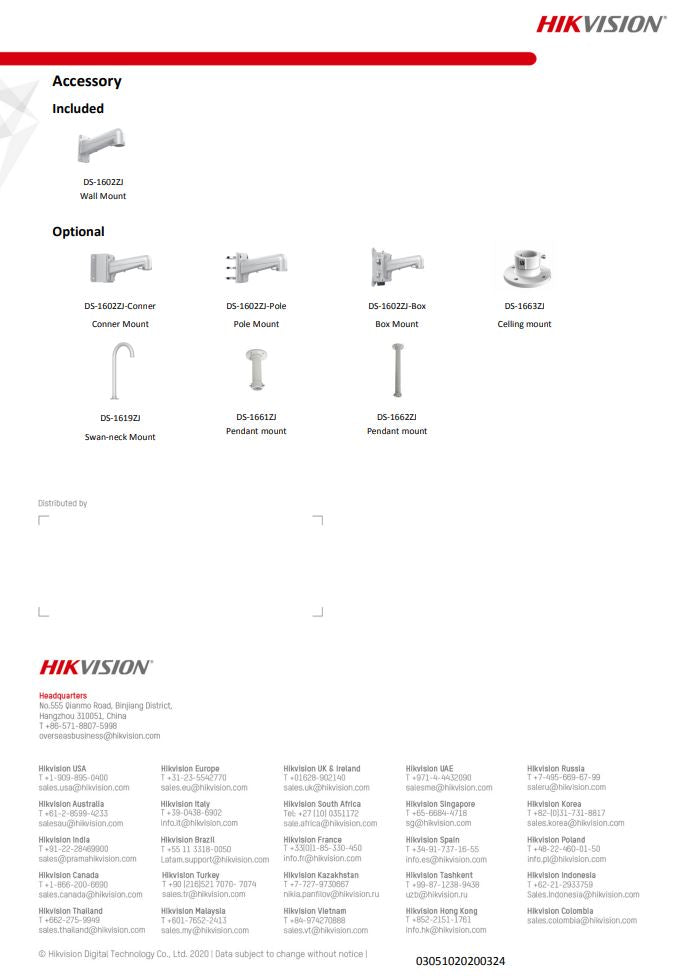 HIKVISION DS-2AE5232T-A(E) with brackets 5" 2MP 32X Powered by DarkFighter Analog Speed Dome