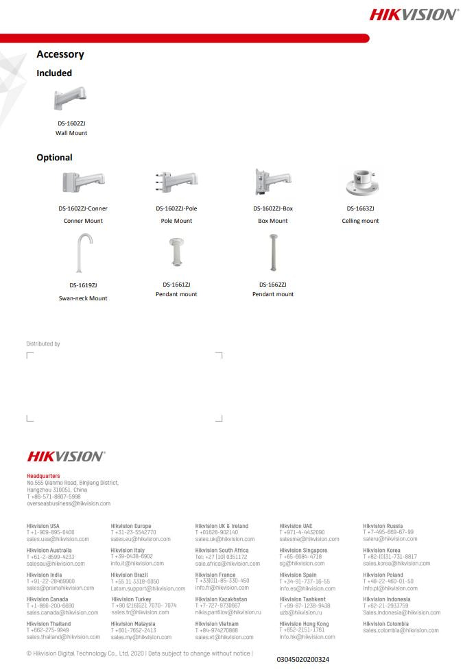 HIKVISION DS-2AE5232TI-A(E) with brackets 5" 2MP 32X Powered by DarkFighter IR Analog Speed Dome