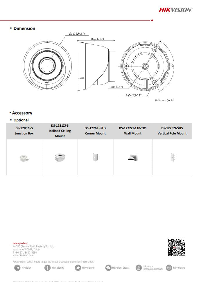 HIKVISION DS-2CD1343G2-I 4MP Motion2.0 Fixed Turret Network Camera