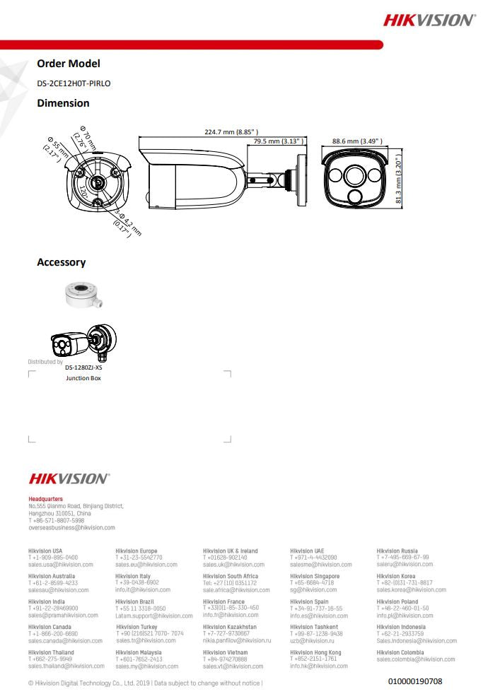 HIKVISION DS-2CE12H0T-PIRLO 5MP PIR Fixed Bullet Camera