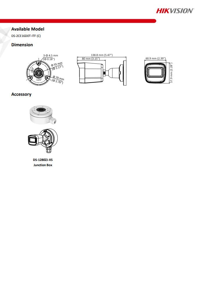 HIKVISION DS-2CE16D0T-ITF(C) 2MP IR EXIR Mini Bullet Camera