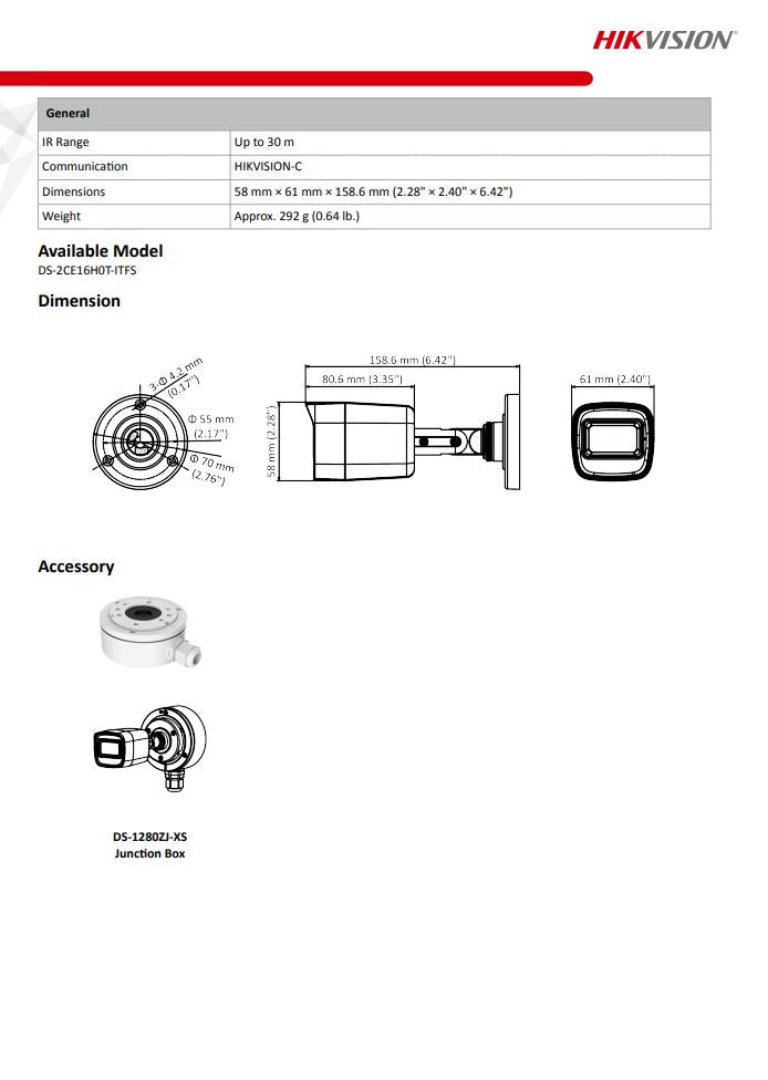 HIKVISION DS-2CE16H0T-ITFS 5MP Audio Fixed Mini Bullet Camera