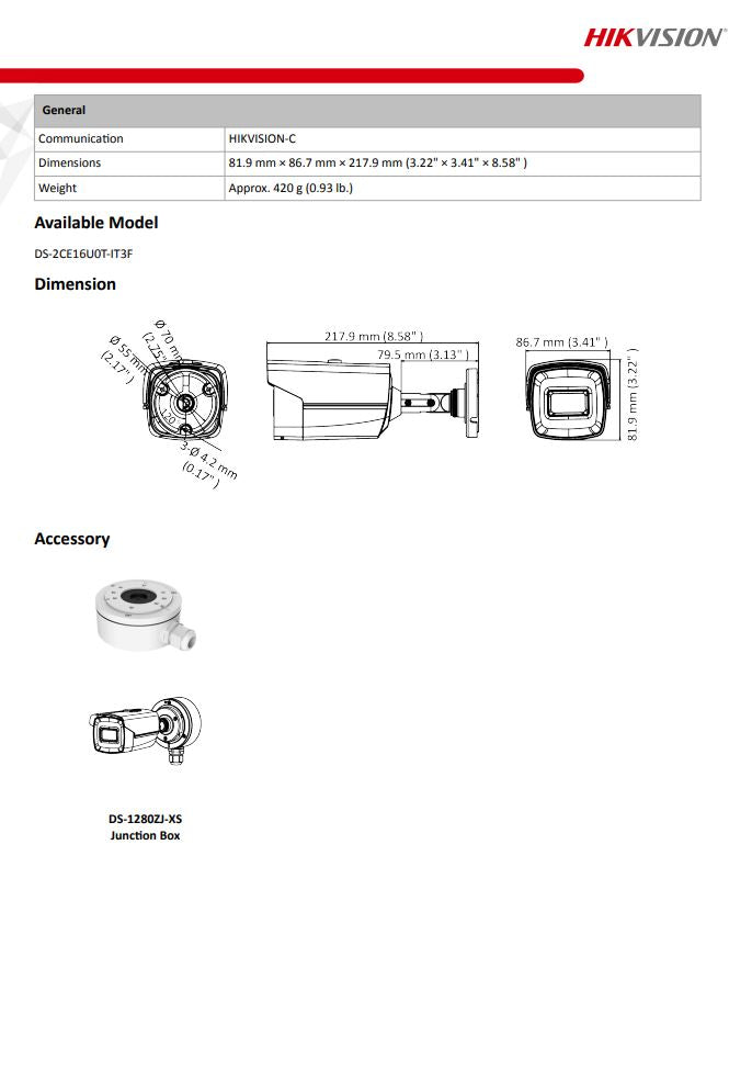 HIKVISION DS-2CE16U0T-IT3F 4K Fixed Bullet Camera