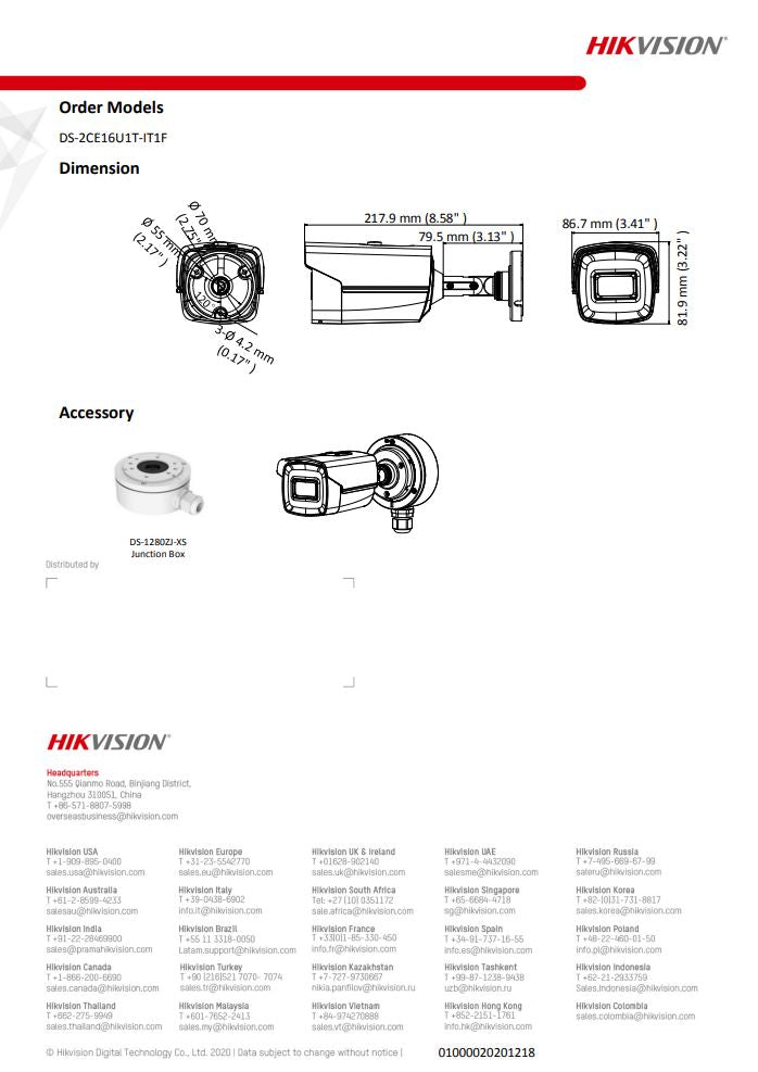 HIKVISION DS-2CE16U1T-IT1F 4K Fixed Bullet Camera