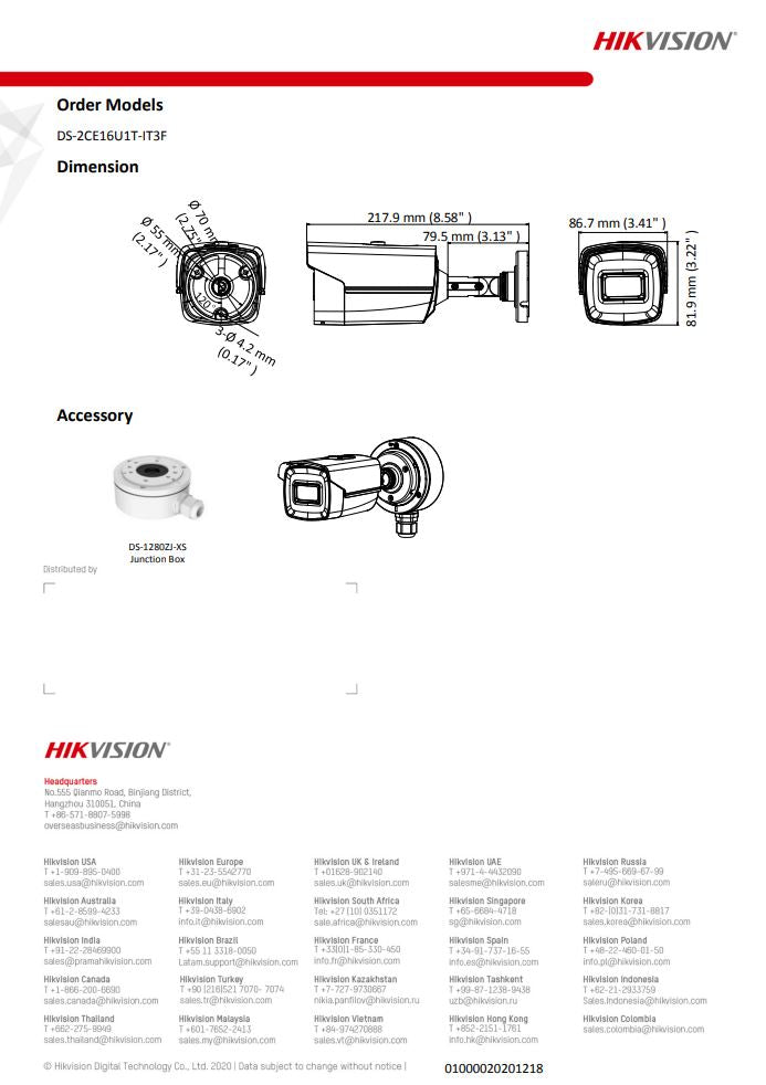 HIKVISION DS-2CE16U1T-IT3F 4K Fixed Bullet Camera