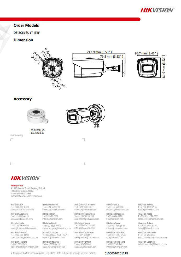 HIKVISION DS-2CE16U1T-IT5F 4K Fixed Bullet Camera