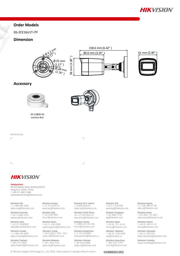 HIKVISION DS-2CE16U1T-ITF 4K Fixed Mini Bullet Camera