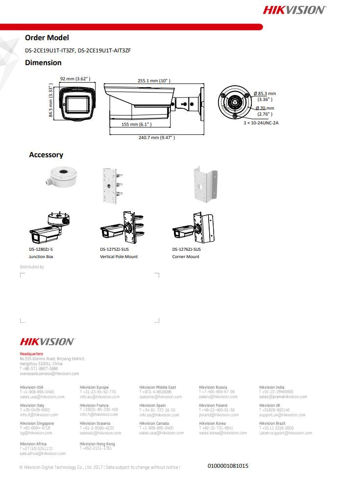 HIKVISION DS-2CE19U1T-IT3ZF 4K Motorized Varifocal Bullet Camera