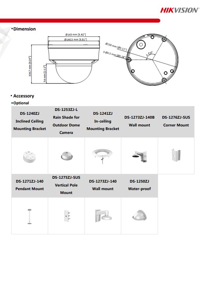 HIKVISION DS-2CE5AD0T-VPIT3F(C) 2MP Vandal Manual Varifocal Dome Camera