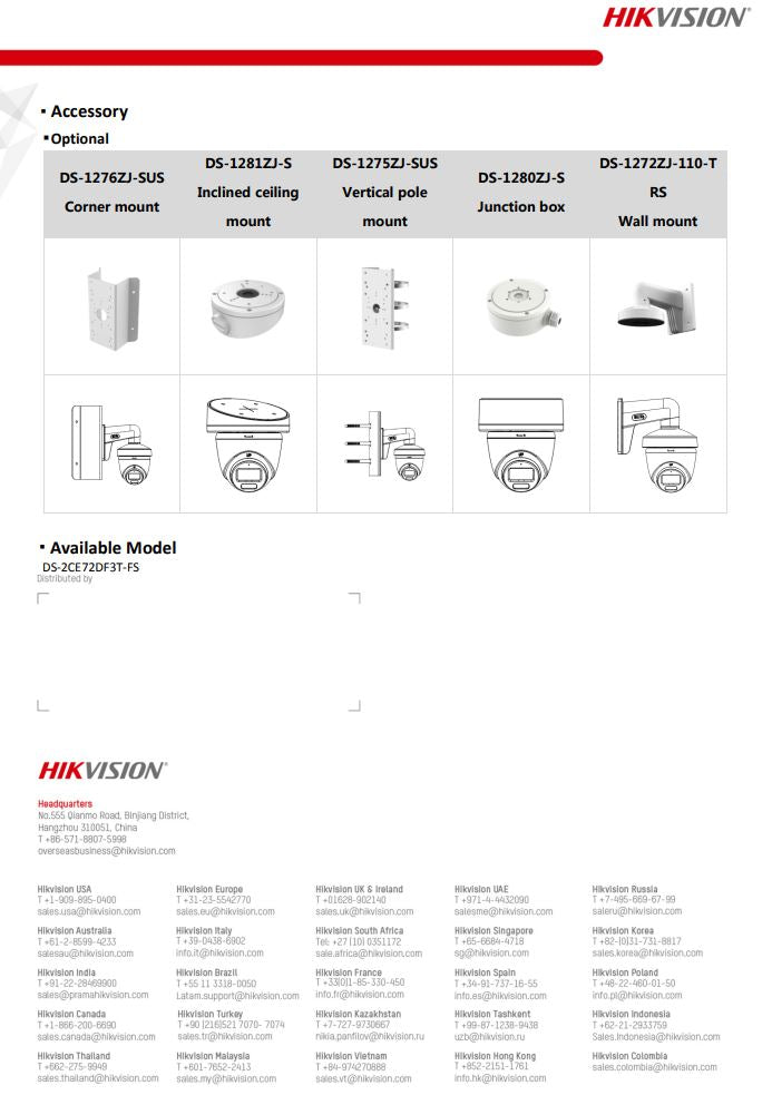 HIKVISION DS-2CE72DF3T-FS 2MP ColorVu Audio Fixed Turret Camera