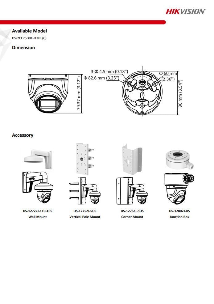 HIKVISION DS-2CE76D0T-ITMF(C) 2MP EXIR Fixed Turret Camera