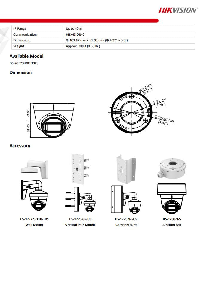 HIKVISION DS-2CE78H0T-IT3FS 5MP Audio Fixed Turret Camera