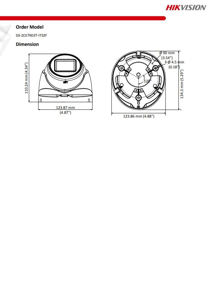 HIKVISION DS-2CE79D3T-IT3ZF 2MP Ultra Low Light Motorized Varifocal Turret Camera