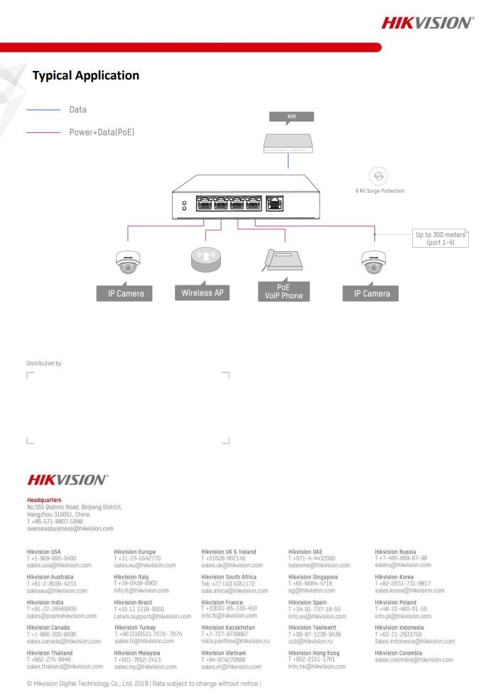 HIKVISION DS-3E0105P-E(B) 4 Port Fast Ethernet Unmanaged PoE Switch