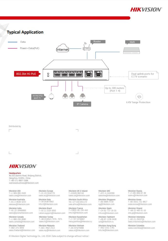 HIKVISION DS-3E0106HP-E 4 Port Fast Ethernet Unmanaged Hi-PoE Switch