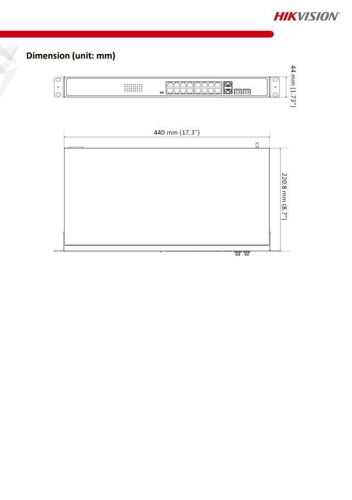 HIKVISION DS-3E0318P-E(B) 16 Port Fast Ethernet Unmanaged PoE Switch