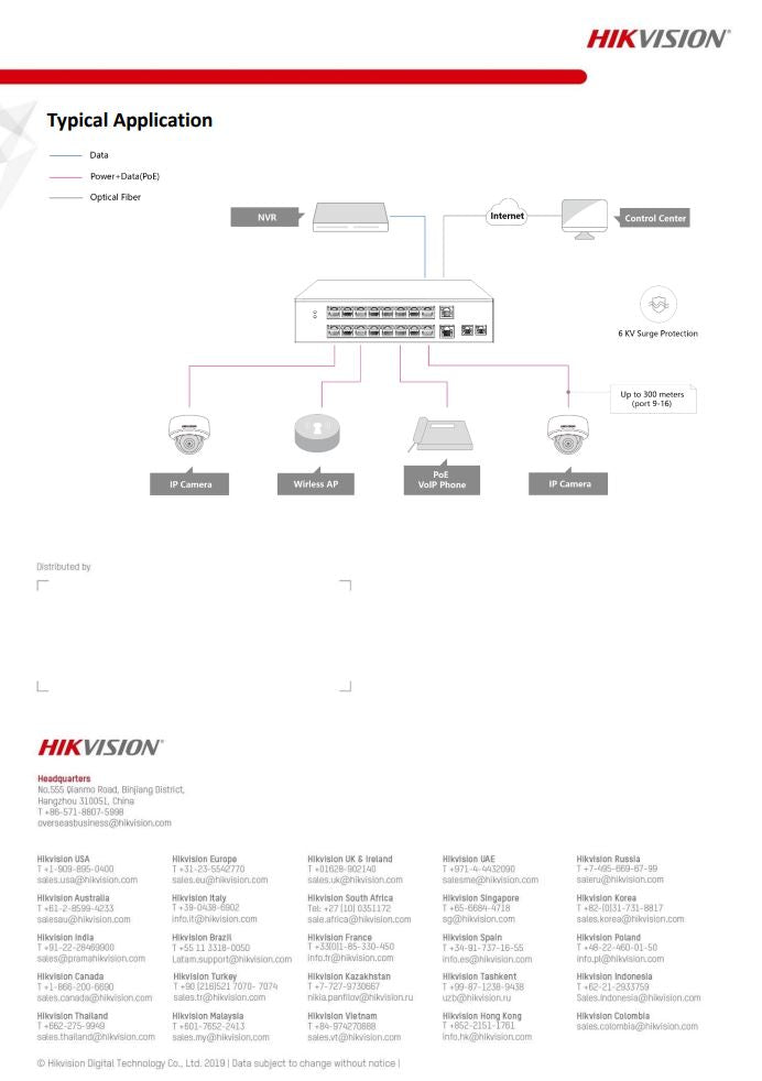 HIKVISION DS-3E0318P-E(B) 16 Port Fast Ethernet Unmanaged PoE Switch