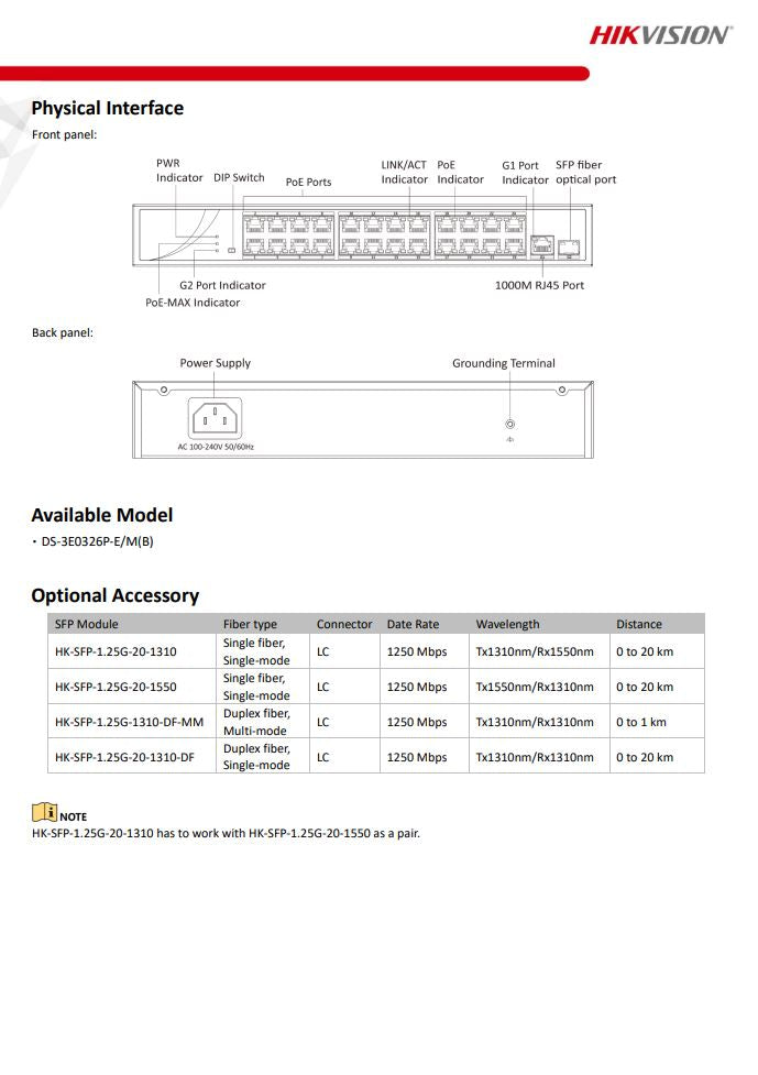 HIKVISION DS-3E0326P-E/M(B) 24 Port Fast Ethernet Unmanaged PoE Switch