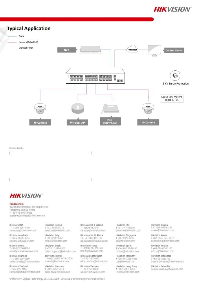 HIKVISION DS-3E0326P-E/M(B) 24 Port Fast Ethernet Unmanaged PoE Switch