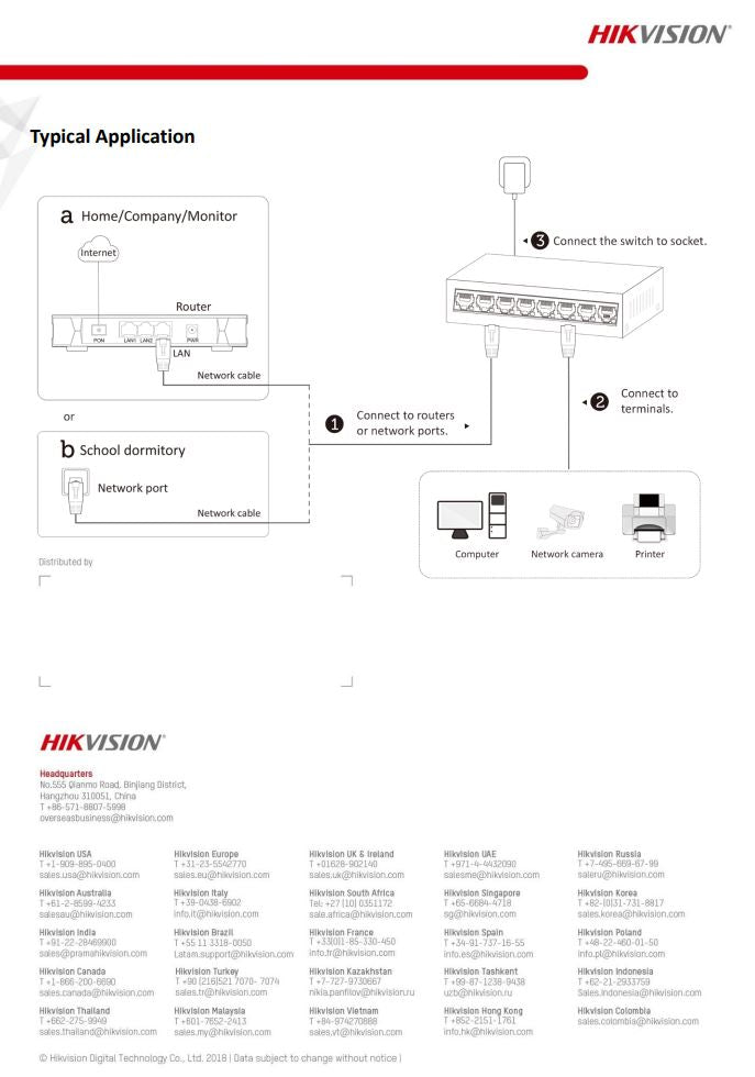 HIKVISION DS-3E0505-E 5 Port Gigabit Unmanaged Switch